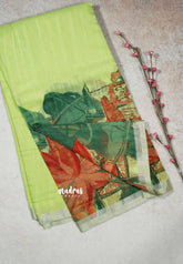 Light Green - Isha - chanderi cotton with tissue border